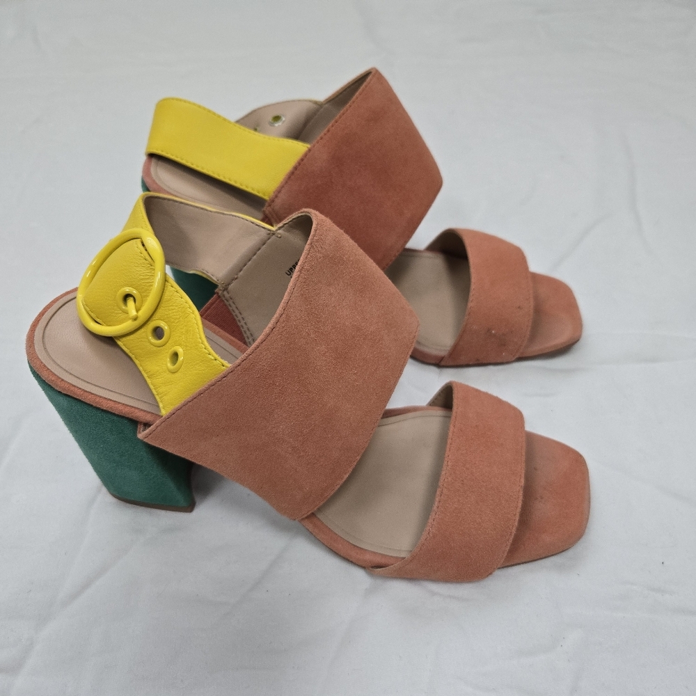 Banana Republic Multicolor Yellow Green Pink Block Heel Strappy Sandals